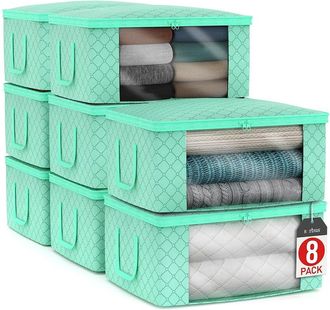 Sorbus Set Of 8 Foldable Storage Organizer Bags With Window & Handles