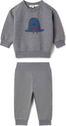 Fragile 2 Piece Hat Print Fleece Sweatshirt & Pants in M Grey Mix/denim at Nordstrom, Size 12M