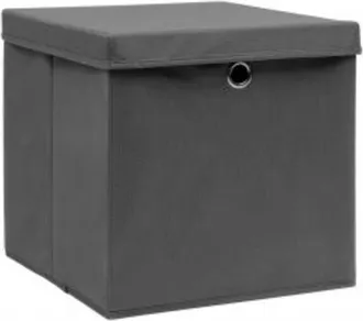 vidaXL Cajas De Almacenaje Con Tapas 10 Uds Gris 28x28x28 Cm Vidaxl