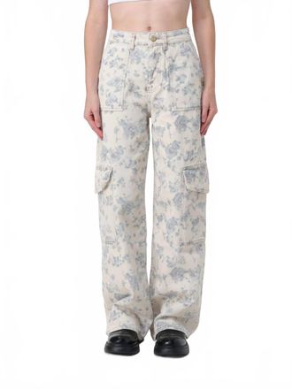 Ganni Angi Floral Printed Cargo Jean In Tofu