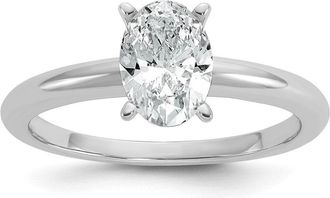 Diamond2Deal 14k White Gold 1 Ct Certified Lab Grown Diamond Oval Solitare Engagement Ring