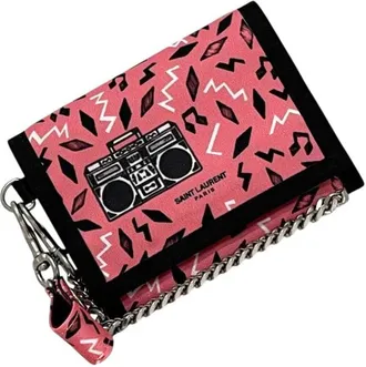 Saint Laurent Black Pink Nylon Wallet (Tri-Fold) (Pre-Owned)