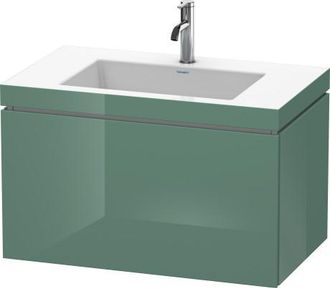 Duravit Lavabo Para Muebles Duravit L-cube C-bonded Con Base, Colgante, 80x48 Cm, 1 Extra&iacute;ble, Sin Rebosadero, 3 Agujeros Para Grifos, Color: Jade Laca Alto B