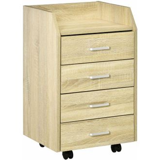 Vinsetto Vinsetto - Cajonera De Oficina Mueble Auxiliar Para Archivos Con 4 Cajones Encimera Superior De Almacenaje 4 Ruedas Y 2 Frenos Para Estudio Despacho 4