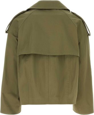 Loewe Mens Green Cotton Trench Coat Picklegreen Exterior