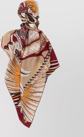 Ferragamo square floral print scarf giada collection