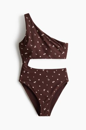 H&M One-Shoulder-Badeanzug mit wattierten Cups - Brown