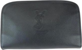 Saint Laurent Pre-owned Clutches, male, Black, Size: ONE SIZE Pre-owned Leather Clutch Bag