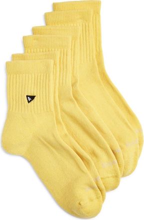 Arvin Goods 3-Pack Quarter Crew Socks in Yellow at Nordstrom, Size Small