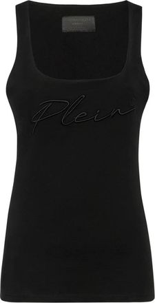 Philipp Plein Tank Top Signature - Dames - Tops zonder mouwen - Zwart - XS - Katoen - Tops
