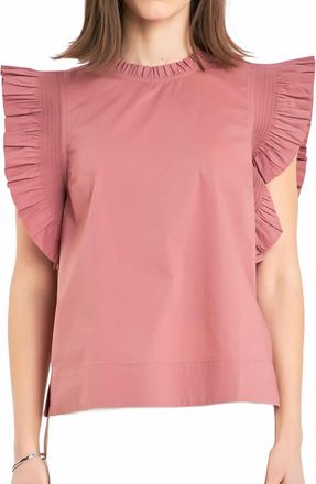English Factory Ruffle Sleeve Poplin Top In Neutral
