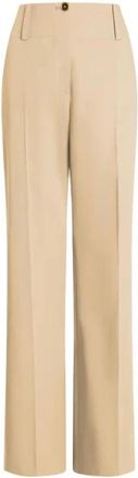 Patou Broek met wijde pijpen en hoge taille - Dames - Straight fit broeken - Beige - XS - Broeken