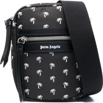 Palm Angels mini palms crossbody bag - men - Cotton/Polyester/Calf Leather - OS - Black