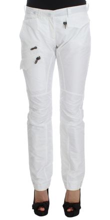 Ermanno Scervino White Nylon Padded Slim Fit Cargo Womens Pants