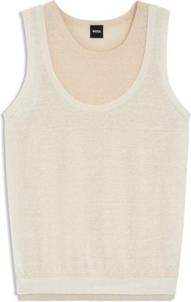BOSS Sleeveless top in linen and cotton with layered design