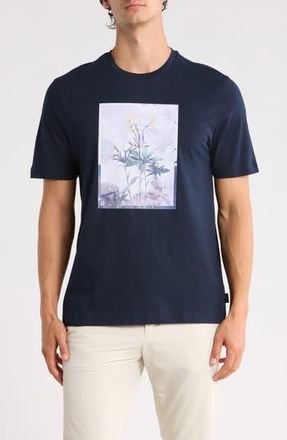Ted Baker Floral Graphic T-Shirt in Sky Captain at Nordstrom Rack, Size 6(Xxl)