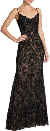 Mac Duggal Embellished Sleeveless Sweetheart Neck Gown in Black Nude at Nordstrom, Size 12
