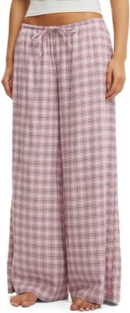 Cotton On Womens Cloud Soft Wide Leg Flannel Pant in Isla Micro Check Pink Kiss at Nordstrom, Size X-Small