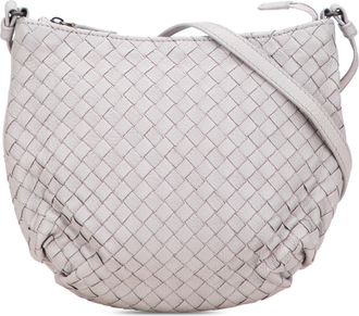 Bottega Veneta Pre-owned Womens Woven Leather Crossbody Bag - Silver - One Size
