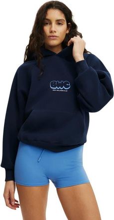 Cotton On Womens Active Plush Premium Graphic Raglan Hoodie in Prep Sport Navy Body at Nordstrom, Size X-Large