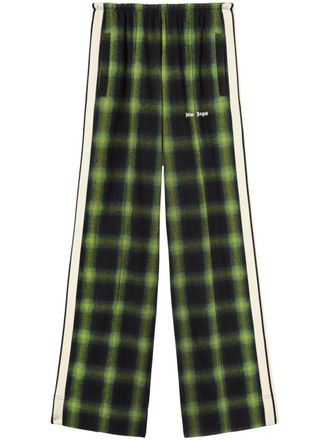 Palm Angels logo-embroidered plaid track pants - Green