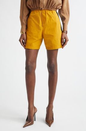 Saint Laurent Cassandre Bicolor Cotton Serge Bermuda Shorts in Curry/Noir at Nordstrom, Size 8 Us