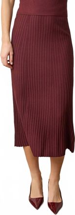 Lilla P Straight Rib Skirt In Dark Cherry
