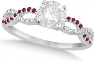 Allurez Infinity Round Diamond Ruby Engagement Ring 14k White Gold (0.50ct)
