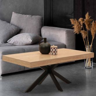 IDMarket Idmarket - Mesa De Centro Alix 110 Cm Con Patas De Madera Y Ara&ntilde;a Negra