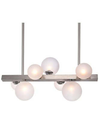 Bethel International 7-Light Shiny Stainless Steel Chandelier With Glass Shades