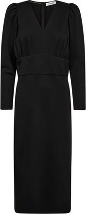 Co'Couture Kleedjes, Dames, Zwart, S, Elegante Gedrapeerde Pofmouw Jurk