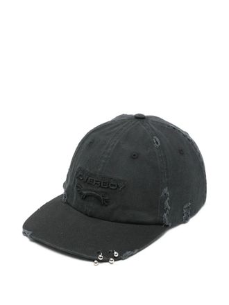 Charles Jeffrey Loverboy pierced logo baseball hat - unisex - Cotton/Zamak - One Size - Black
