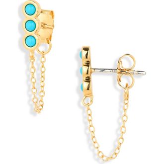 Madewell Demi-Fine Bezel Set Turquoise Chain Stud Earrings in Turquoise Multi at Nordstrom