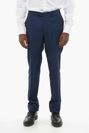 Corneliani CC COLLECTION Linen Blend Pants with Scalloped Hem size 54