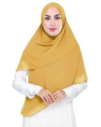 Lina & Lily Premium Chiffon Hijab Head Scarf Shawl Wrap for Muslim Women Square 145 x 145cm (Mustard Yellow)