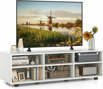 Costway Costway - tv Stand for TVs up to 55 Inches Wooden 6 Storage Compartments tv Cabinet Table