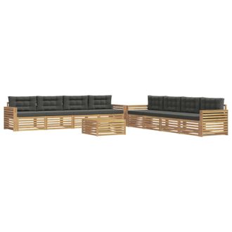 vidaXL Set Di Divani Da Esterno 9 Pz Bianco E Antracite Poliestere Vidaxl
