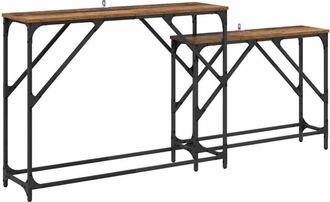 vidaXL Mesa Consola 2 Pcs Madera Envejecida 100 X 28 X 75 Cm Vidaxl