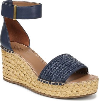 Franco Sarto Clemens Ankle Strap Wedge Sandal in Navy at Nordstrom, Size 6.5