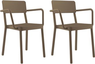 Resol Sillas Con Brazos Lisboa Resol Pl&aacute;stico Marr&oacute;n (pack De 2)