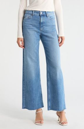 Paige Anessa High Waist Raw Hem Wide Leg Jeans in Big Sky at Nordstrom, Size 30