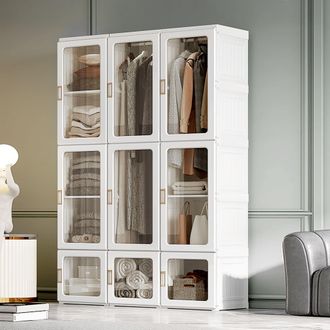 HOMCOM Portable Wardrobe, Clothes Organiser with Hanging Rods, White