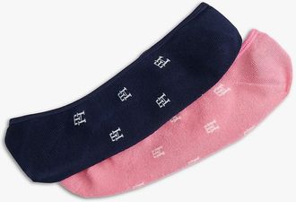 Tommy Hilfiger Womens Allover Monogram No-Show Sock 2-Pack - Multi