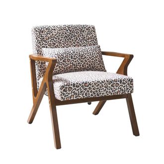 Sweeek Sill&oacute;n escandinavo de madera de hevea y estampado de leopardo