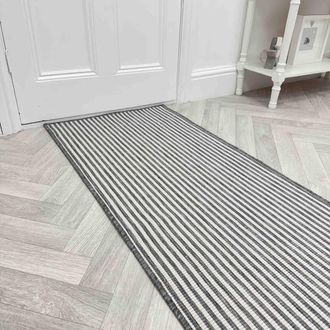 Runrug Carpet Runner Rug - Indoor/Outdoor, Reversible, 2mm - Pinstripe in Grey | Size: 60 cm x 390 cm