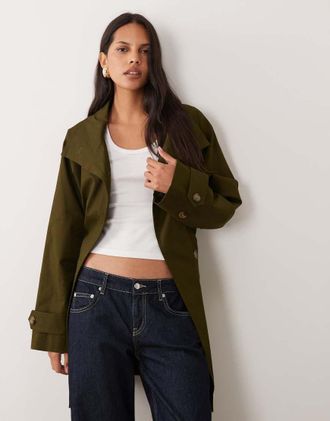 Mango trench midi con cintura color kaki-Verde