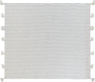 Beliani Beliani - Colcha Decorativa Ropa De Cama Algod&oacute;n Con Borlas Blanco Crema 200 X 220 Cm Modar