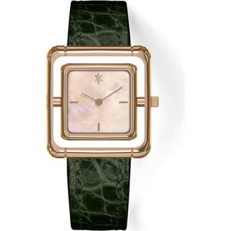 Vanna Umbra Aurora Pearl Watch in Pearl-Rose Gold-Green at Nordstrom