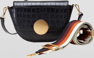 Oryany Lottie Saddle Moc-Croc Crossbody Bag