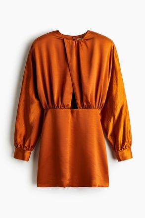 H&M Drapiertes Satinkleid - Orange
